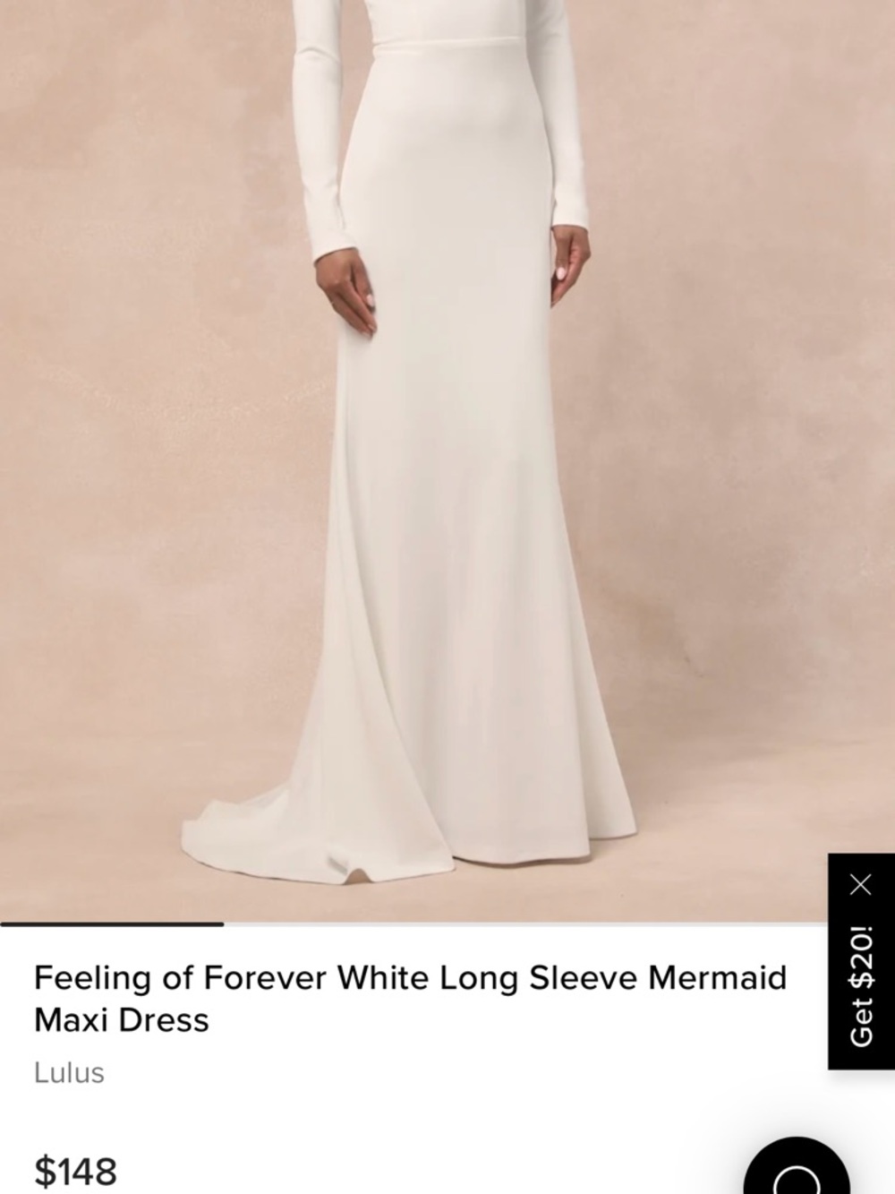 Lulu's Cream-White Long Sleeve Mermaid Wedding Gown